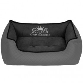 Меко бродирано легло CAZO Soft Bed Royal Line - сиво